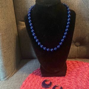 Retro blue necklace and earring costume set